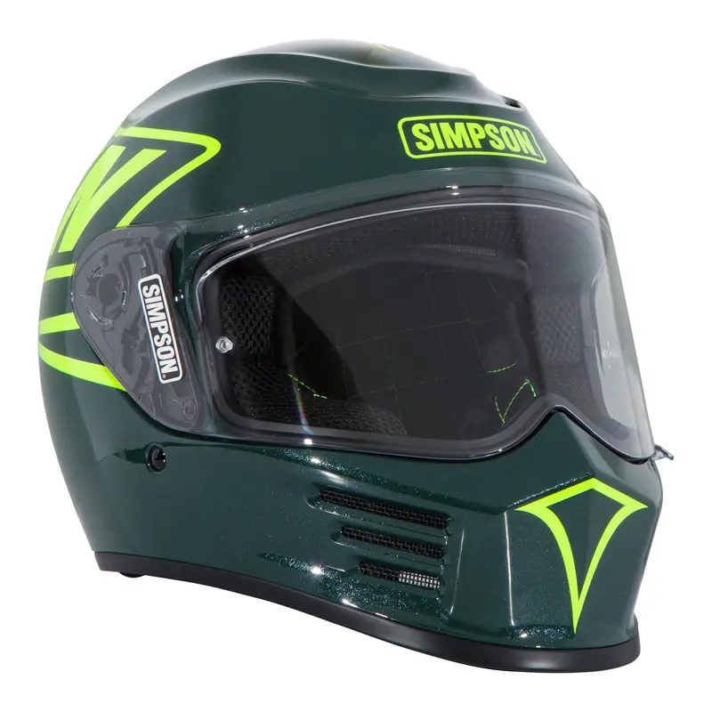 Simpson Motorcycle Speed Bandit Full Face Helmet 12 O'clock Green Large 2