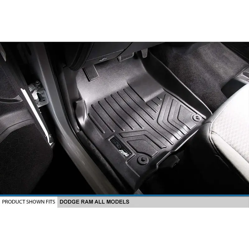 Smartliner Custom Fit Floor Liners For 2012-2022 Ram Standard Cab Or Quad Cab With 1St Row Dual Floor Hooks 2