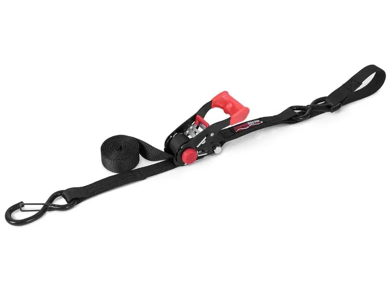 Speedstrap 1"X6' Black Ratchet Strap Tie-Down W/ Snap S-Hook And Soft Tie 1