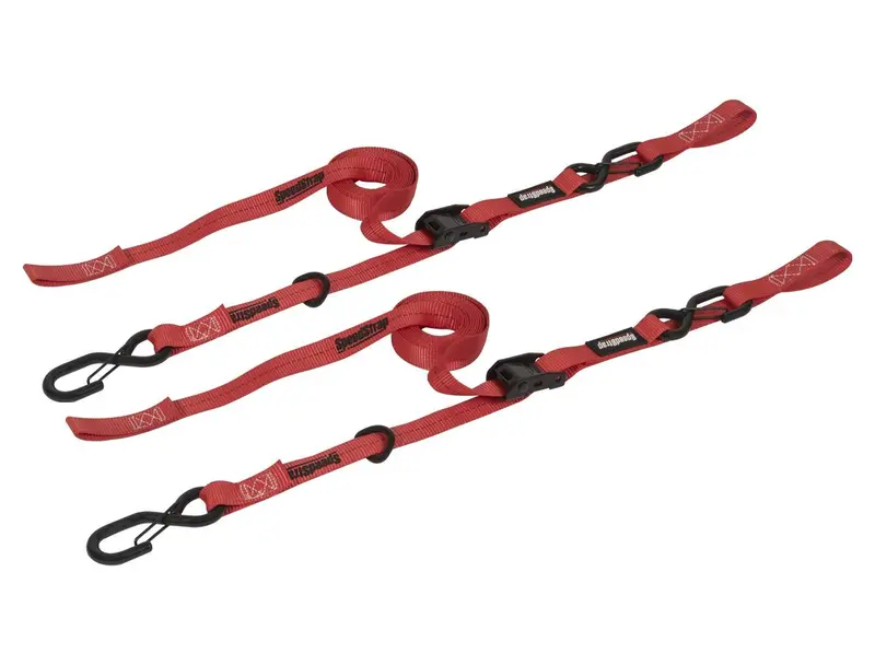 Speedstrap Cam-Lock 1"X10' Red Strap Tie-Down W/ Snap S-Hook And Soft Tie 2-Pack 1
