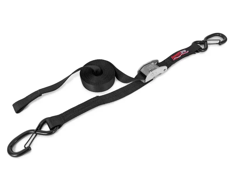 Speedstrap Heavy Duty Cam-Lock 1In By 10Ft Black Strap Tie-Down W/ Snap S-Hooks 1