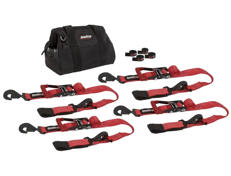 Speedstrap Off-Road Truck/Jeep/Buggy 2" Red Ratchet Strap Tie-Down Kit 1