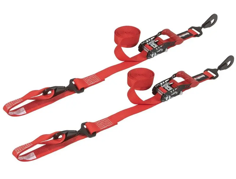 Speedstrap Red 1.5"X10' Ratchet Tie Down W/ Floating Hook And Soft Tie(2-Pack) 1