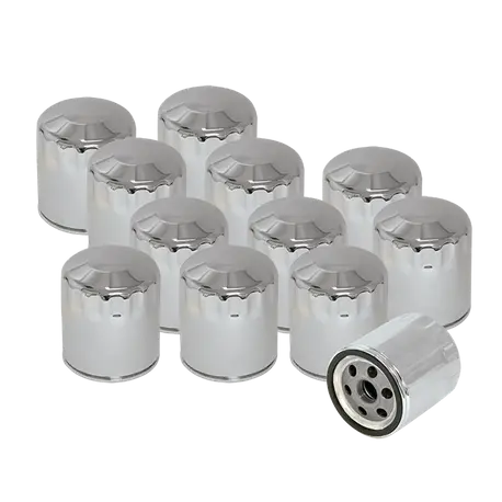 S&S Cycle 12 Pack Of Chrome Oil Filters For 1984-2016 Harley Davidson Sportster/Evolution/Buell Models 1