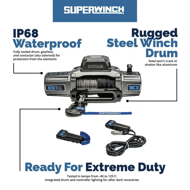 Superwinch Sx 12V 12000 Lbs Winch Kit W/ 85Ft Steel Wire Rope/Remote/Led Light 2