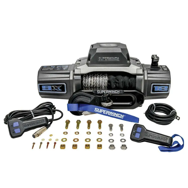 Superwinch Sx12sr Heavy Duty 12V 12000 Lbs Winch W/ Synthetic Rope & Drum Light 1