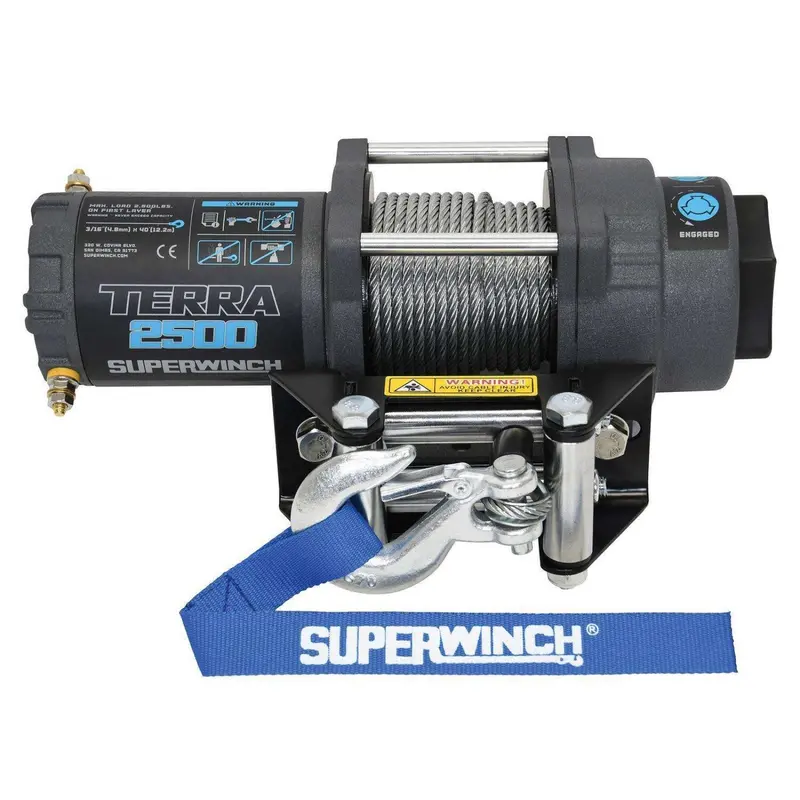 Superwinch Terra 2500 Lbs Powersports Winch Kit W/ 40Ft Steel Wire Rope & Remote 1