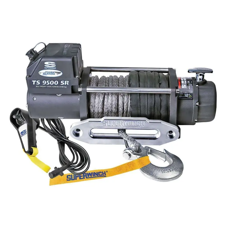 Superwinch Tiger Shark 9500 Lbs 12V Winch W/ 80 Ft Synthetic Rope & Controller 1