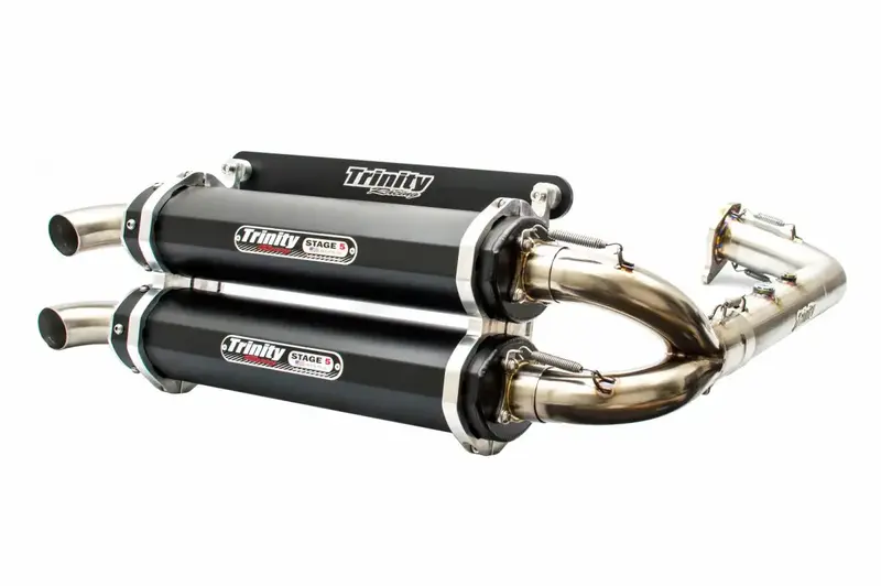 Trinity Racing Black Dual Full Exhaust System For 2020+ Rzr Pro/22'+ Rzr Turbo 1