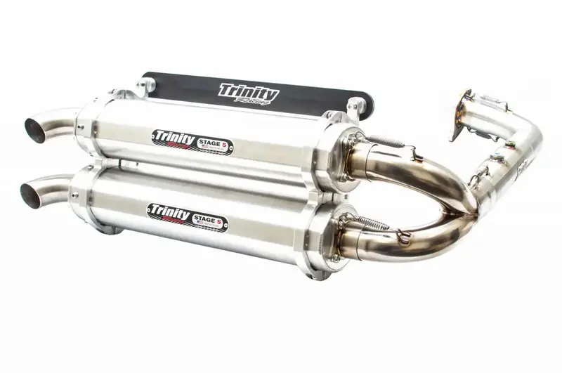 Trinity Racing Brushed Dual Full Exhaust System For 2020+ Rzr Pro/22'+ Rzr Turbo 1