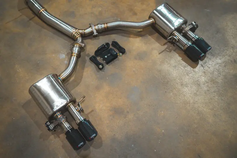 Valvetronic Audi B9 S4,S5 3.0L Catback T304 Ss Forged Carbon 3.5" Tips Aud.B9.S4.Vses.Br.Fc 2