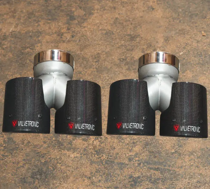 Valvetronic Designs 2.5/63Mm Single To Dual Carbon Fiber Universal Exhaust Tips 1