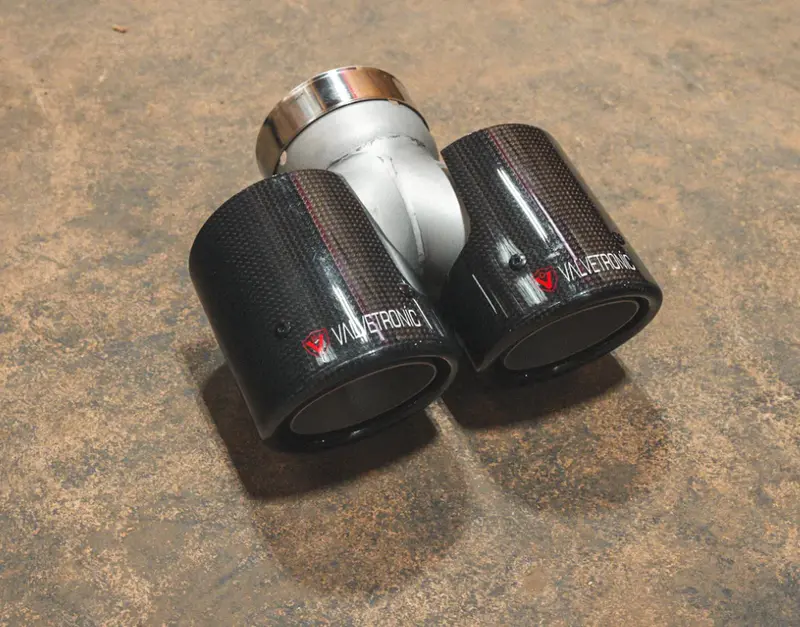 Valvetronic Designs 3.0/76Mm Single To Dual Carbon Fiber Universal Exhaust Tips 2