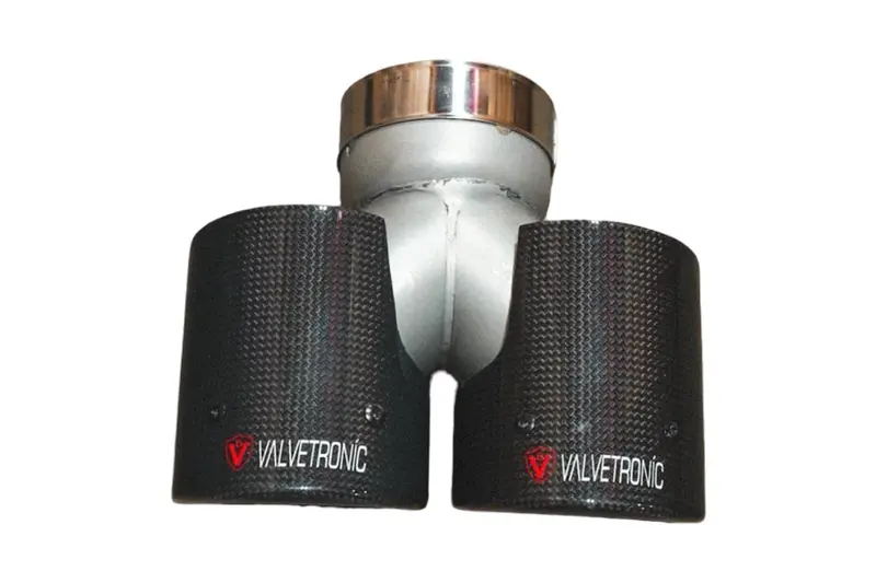Valvetronic Universal Exhaust Tips 3" Single To Dual Carbon Fiber Vtd.Tip.Sd.76Mm 1