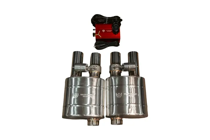 Valvetronic Universal Muffler Kit, Single Inlet Dual Outlet, 63Mm 2.5" 2 Mufflers Uvm.63Mm.Dualout.X2 1