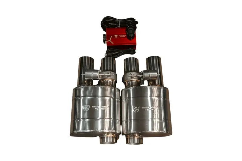 Valvetronic Universal Muffler Kit, Single Inlet Dual Outlet, 76Mm 3.0" 2 Mufflers Uvm.76Mm.Dualout.X2 1