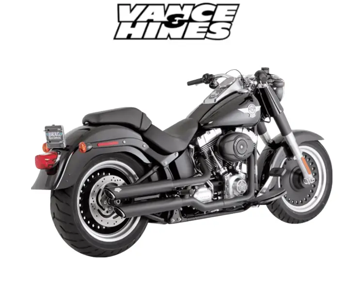 Vance & Hines Twin Slash Black Slip-On For 07-17 Harley Davidson Softail Fatboy 1
