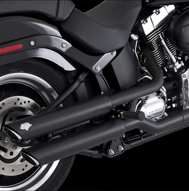 Vance & Hines Twin Slash Black Slip-On For 07-17 Harley Davidson Softail Fatboy 2