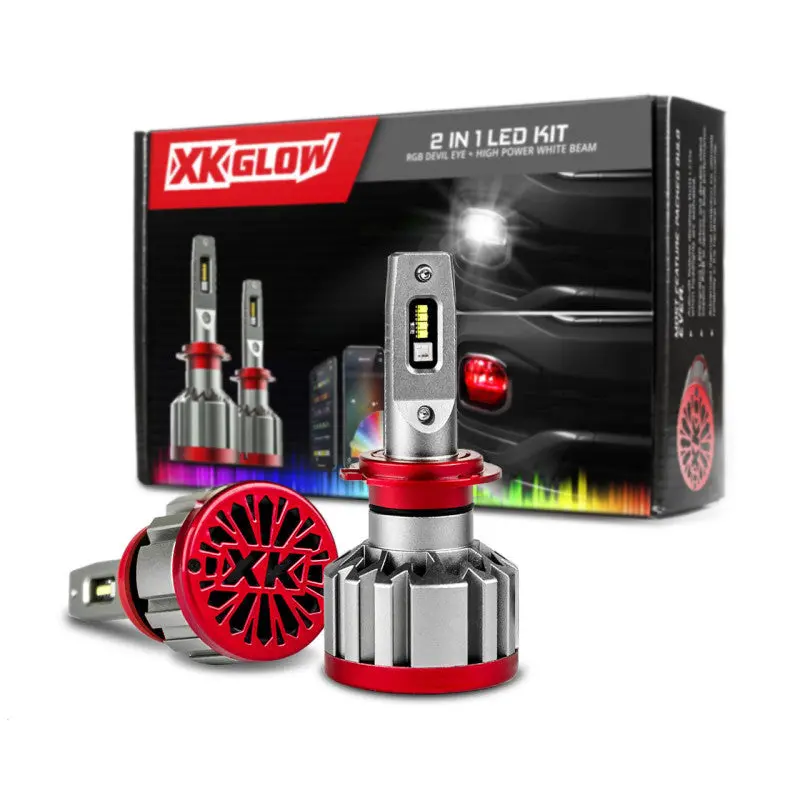 Xk Glow Rgb 2In1 Led Headlight Bulb Million Color Xkchrome App Rgb/Led Headlight Kit - 2X Hb3 1