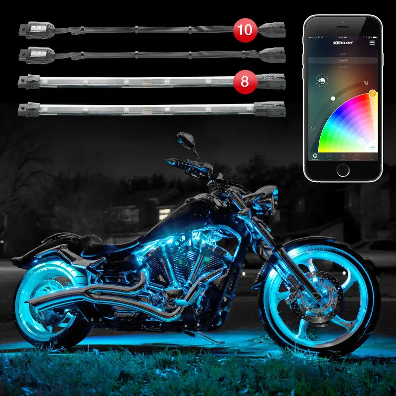 Xk Glow Strip Million Color Xkchrome Smartphone App Atv/Motorcycle Led Light Kit 10Xpod + 8X10in 2
