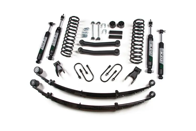 Zone Offroad 4.5 Inch Lift Kit With Nitro Shocks For 1984-2001 Jeep Cherokee Xj With Chrysler 8.25 Rear Axle 1