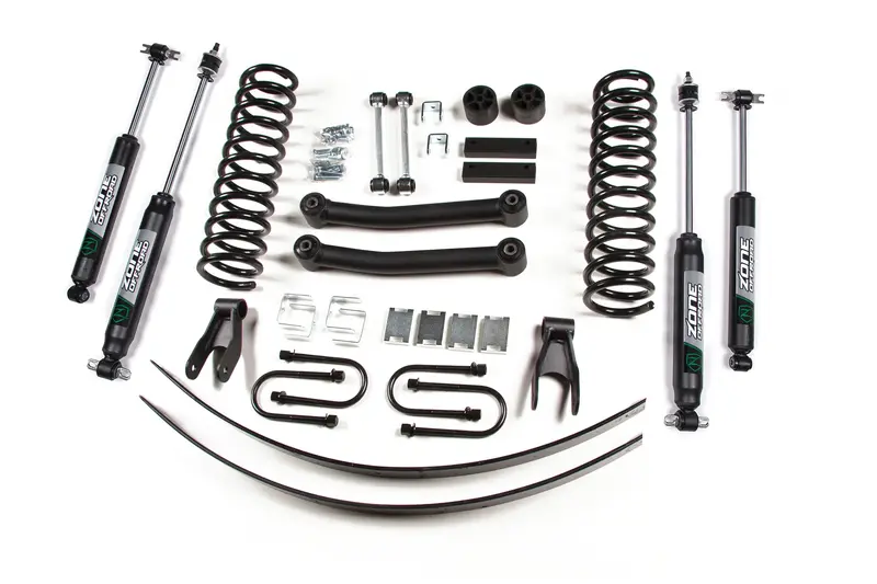 Zone Offroad 4.5 Inch Lift Kit With Nitro Shocks For 1984-2001 Jeep Cherokee Xj With Chrysler 8.25 Rear Axle 1