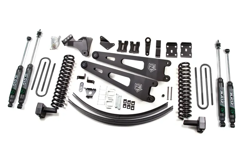 Zone Offroad 6 Inch Radius Arm Lift Kit With Nitro Shocks For 2011-2016 Ford F-250/F-350 With Factory Overload 1