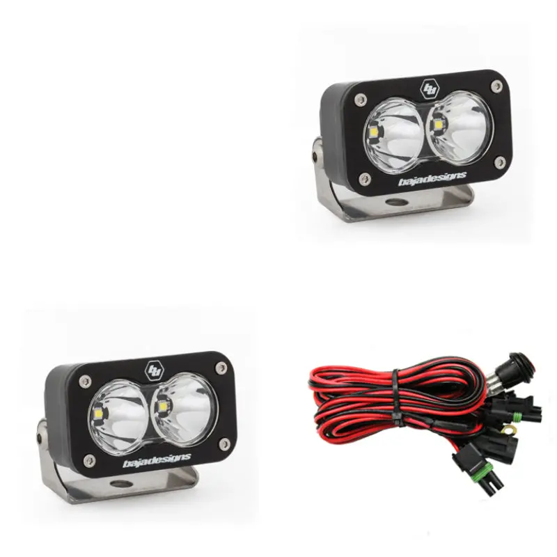 Baja Designs S2 Sport Led Work Lights – Pair, Clear Lens, Scene & Task Illumination Pattern 1