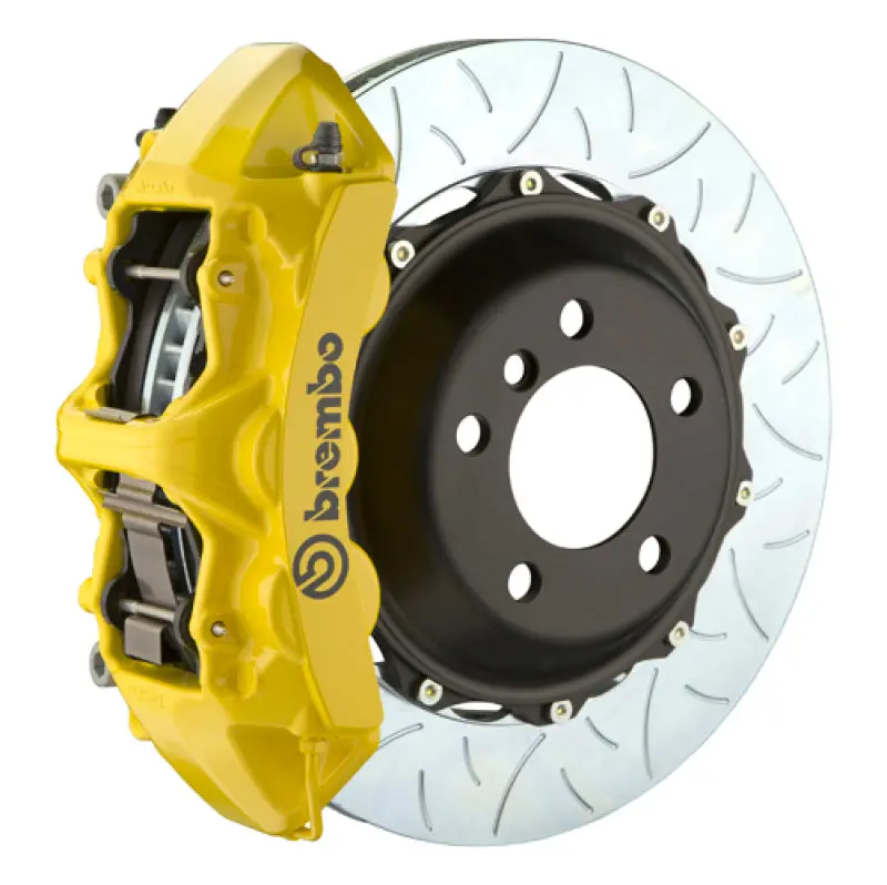 Brembo Slotted Two-Piece Front Brake Rotors For 2011–2023 Dodge Charger V8 Awd/Srt8 – 380X34Mm, Type 3 Yellow Finish 1