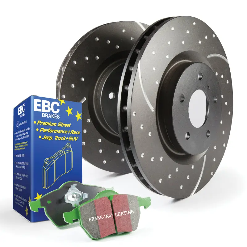 Ebc Greenstuff Brake Pad & Gd Drilled & Grooved Rotor Kit (S10 Series) 1