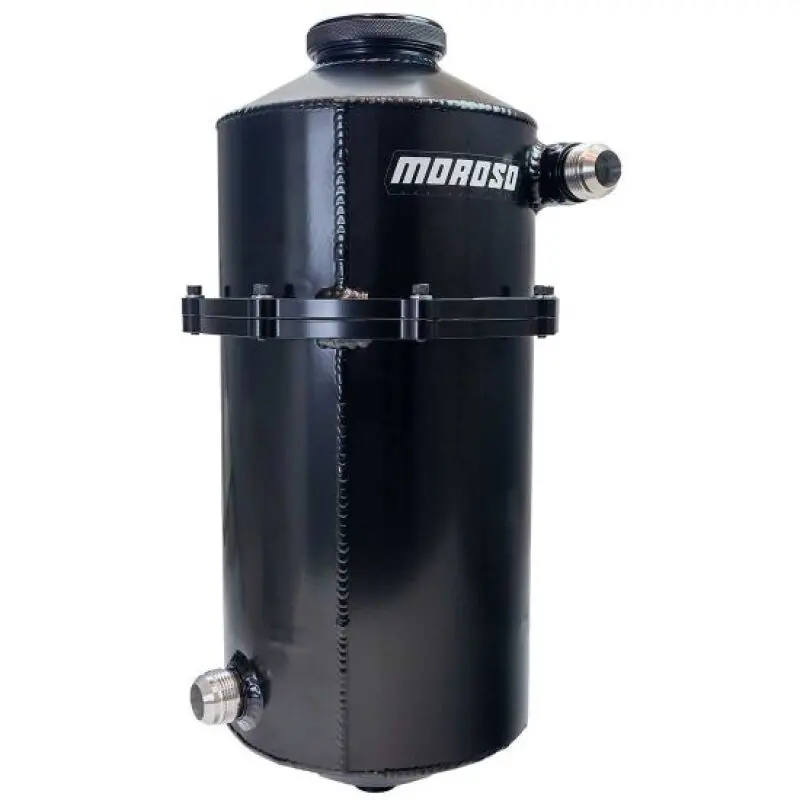 Moroso 12-Quart Dry Sump Oil Tank For Road Racing & Marine Use – 19" Tall, 60/40 Split Design, Black 1