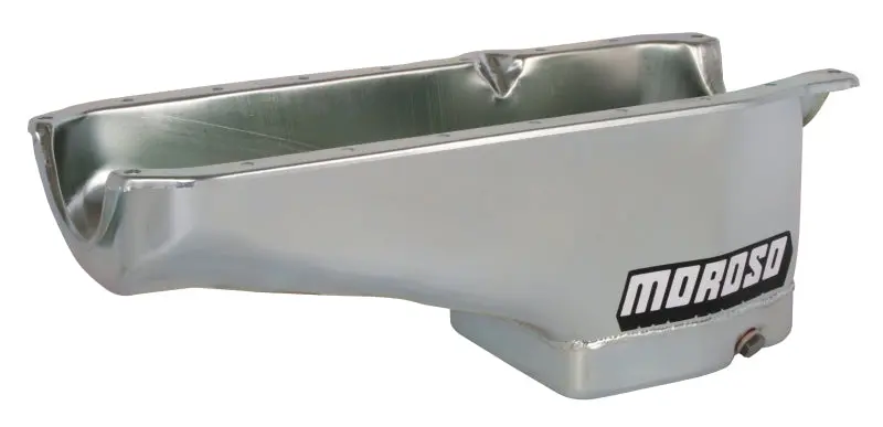 Moroso Small Block Chevrolet Wet Sump Steel Oil Pan – 6-Quart Capacity, 8.25-Inch Depth (Passenger-Side Dipstick Compatible) 1