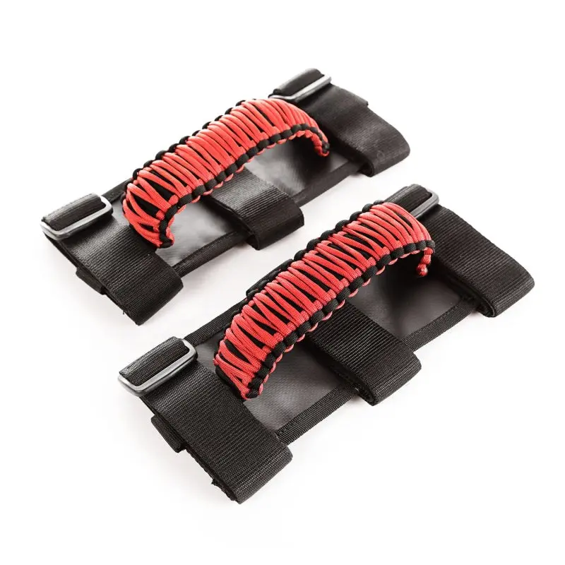 Rugged Ridge Paracord Grab Handle Pair – Red & Black Design 1