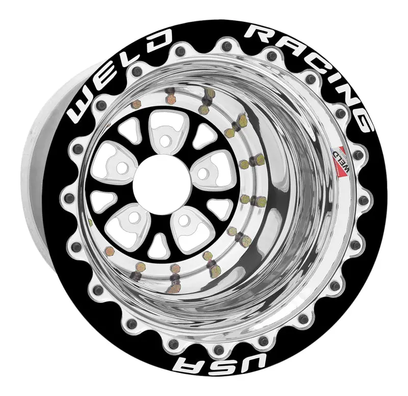Weld V-Series 15X15-Inch Black Beadlock Wheel – 5X4.75 Bolt Pattern, 5-Inch Backspace 1