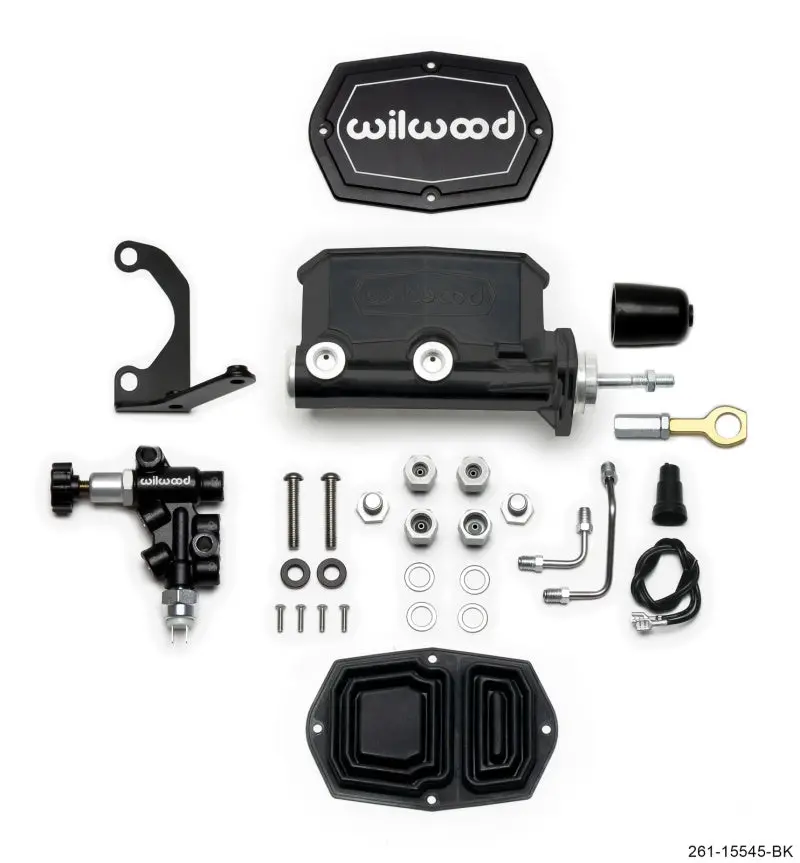 Wilwood Compact Tandem Master Cylinder – 1.12" Bore With Bracket & Proportioning Valve For Pushrod-Equipped Mustangs 1