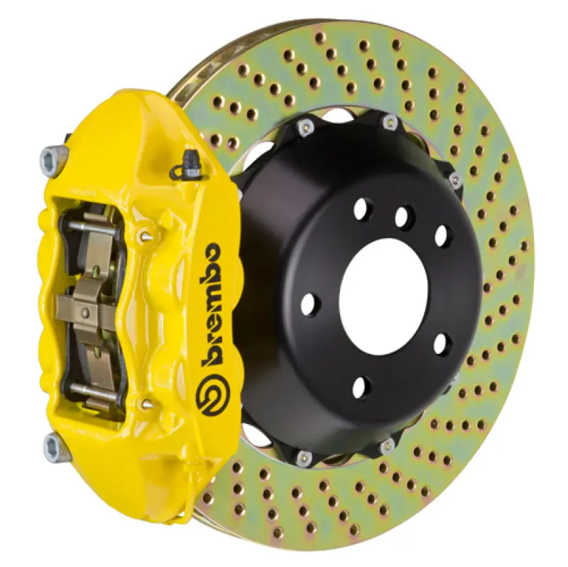 Brembo Gt Bbk Rear Brake Kit – 380X28Mm Drilled Two-Piece Rotors, Yellow Calipers (2012–2016 Porsche 991.1 C2) 1